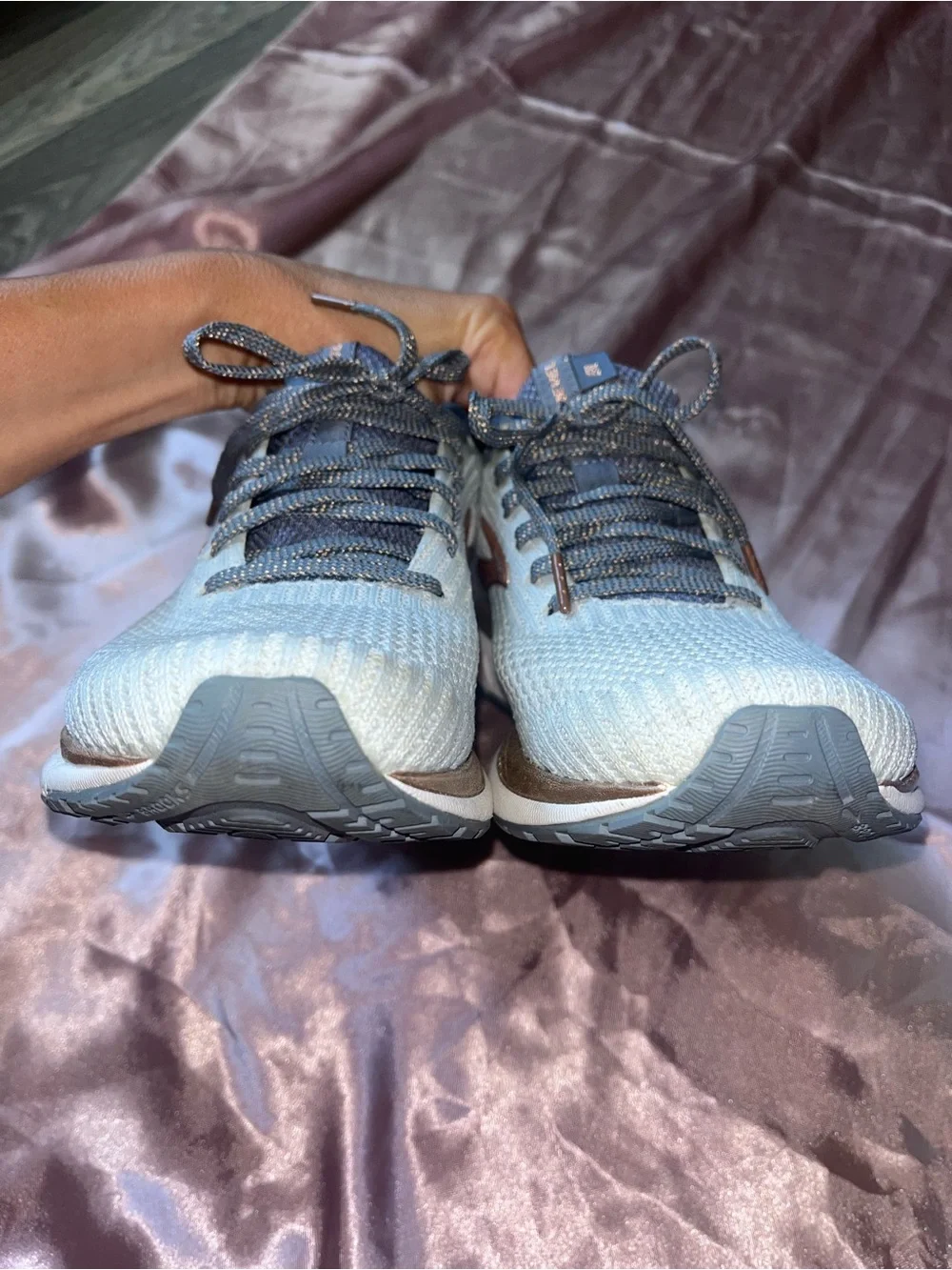 Brooks Women’s Gray Revel 3 Running Shoes with Rose Gold Logo